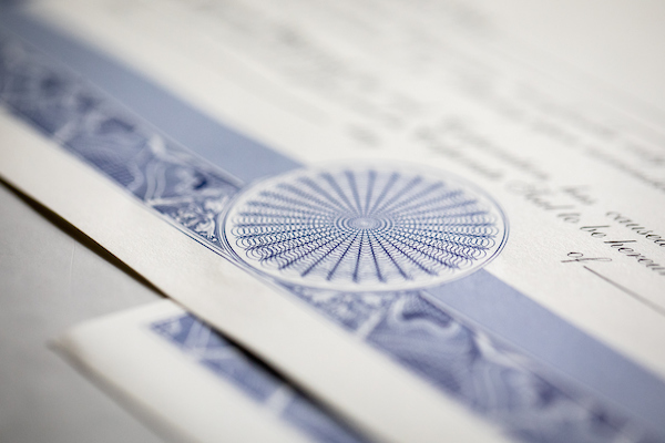 certificate closeup