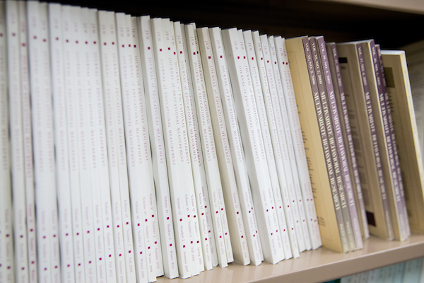 journals on a shelf